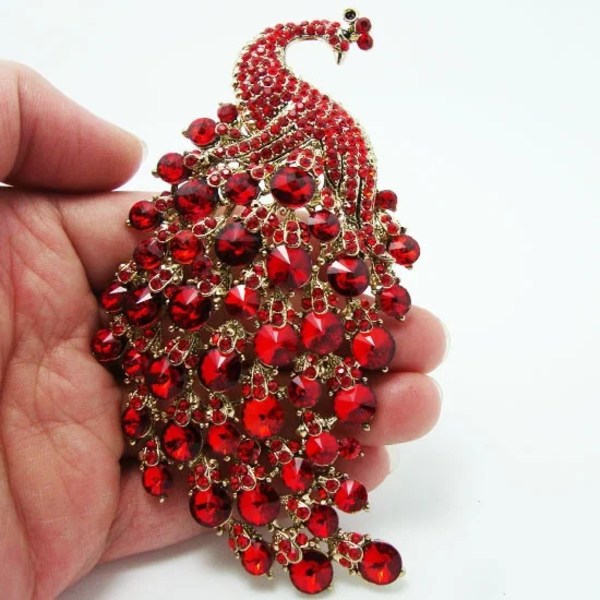 Exquisite Fashion Inlaid Rhinestone Crystal Peacock Bird Brooch Pin Elegant Ladies Fashion Party Dress Accessories Jewelry Gift