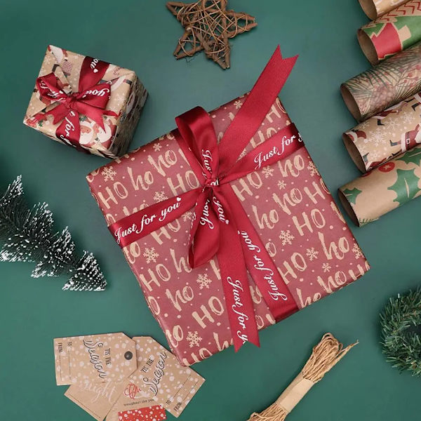 Christmas Wrapping Paper Santa Claus Snowflake Pattern Gift Wrap Artware Kraft Paper Decorative Gift Packaging Paper