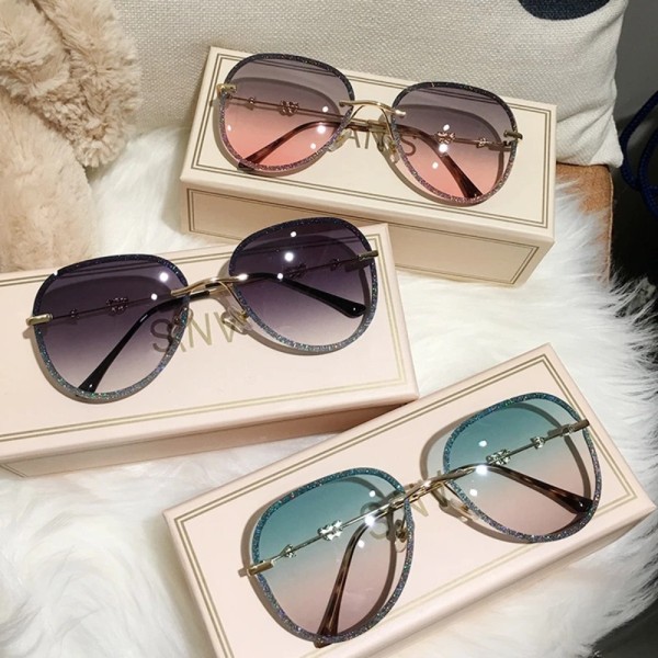 Sunglasses For Women Fashion 2021 Sparkling Frame Of Eyewear Gradient Color UV40