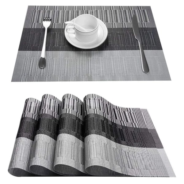 Placemats for Dining Table PVC Bamboo Pattern Table Mats Multiple Colors Non-Slip Heat Resistant Washable Easy to Clean