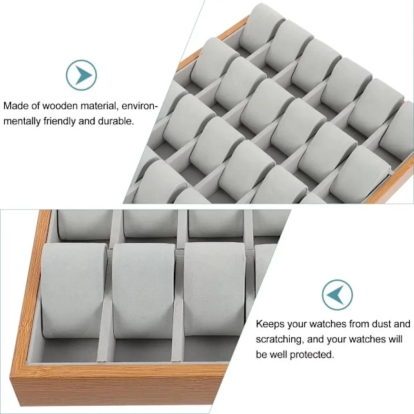 24 Slots Walnut Grain Wood Watch Storage Display Box Wristwatch Organizer Display Tray Watches Holder With Pillows Gift Cases