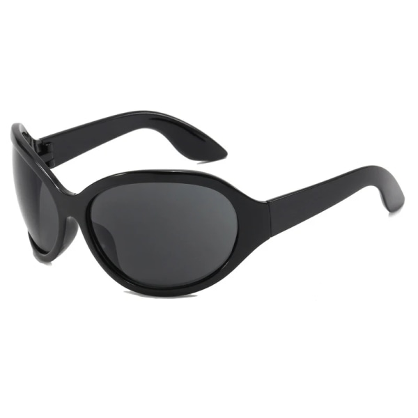 Oversized Fashion Y2K Sunglasses for Women Men Wrap Around Classic Oval Black Sun Glasses Shades