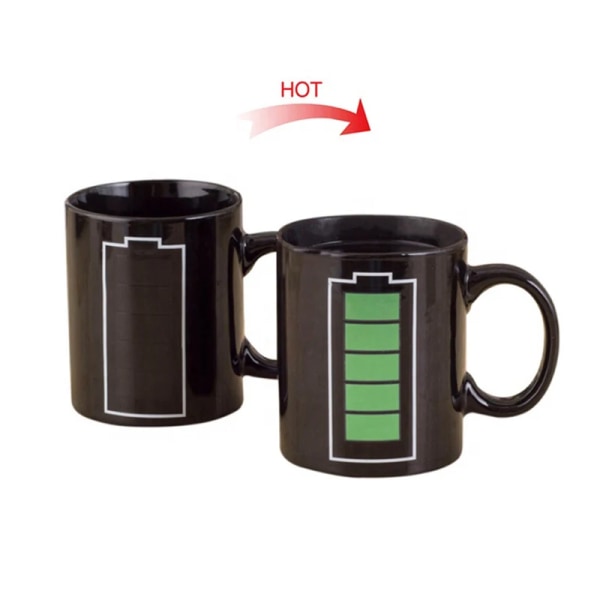 Creative Battery Magic Mug Heat Changing Sensitive Funny Mug Cool Coffee & Tea Unique Magic Color Changing Cup Novelty Gifts