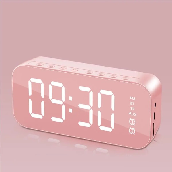 Digital Alarm Clock Electric Times Displaying Devices Rechargeable Multifunctional Tabletop Clocks Time Display Device pink