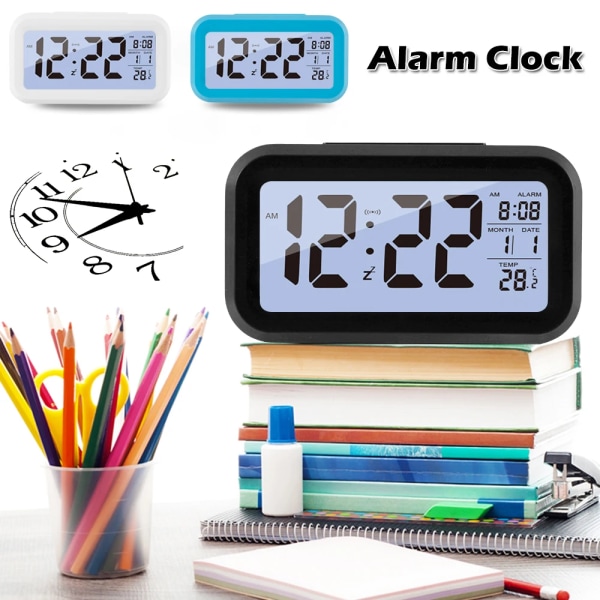 LCD Digital Alarm Clock Large Screen LCD Clock Digital Mute Luminous Portable Digital Desk Alarm Clock for Home Office