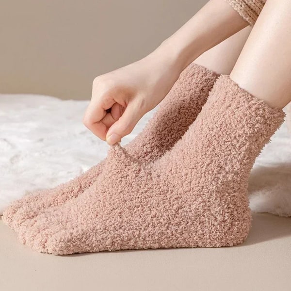 Warm Fuzzy Five Toe Sock Women's Winter Soft Fluffy Cozy Thick Thermal Coral Fleece Crew Sock Casual Home Daily Use Sleep Sox