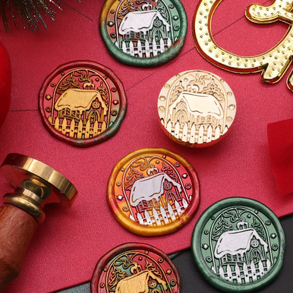 Christmas 3D Layered Stereo Wax Seal Stamps Retro  Brass Sealing Lacquer Head Tools DIY Party Invitation Envelope Gift Craft