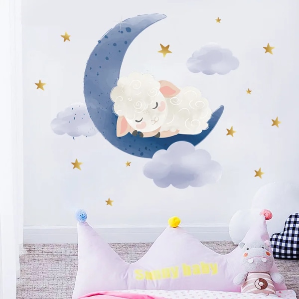 Baby's room Decor Wall Stickers Removable Kids room Sticker Cartoons diy Vinyl Wall Decals Home Decoration Cute Sheep Wallpapers