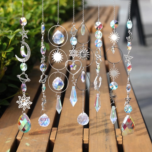 Crystals Wind Chime Pendant Sun Catchers Handmade Jewellery Garden Hanging Decoration Rainbow Chaser Ornament Window Garden Deco