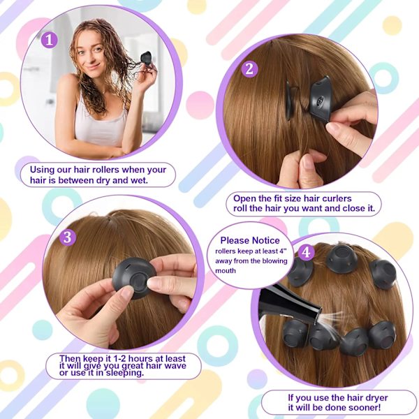40 Pcs Soft Silicone Hair Rollers Magic Hair Curlers with Bags No Heating Do Not Hurt Hairs Clips for Curls Styling Girls Lady