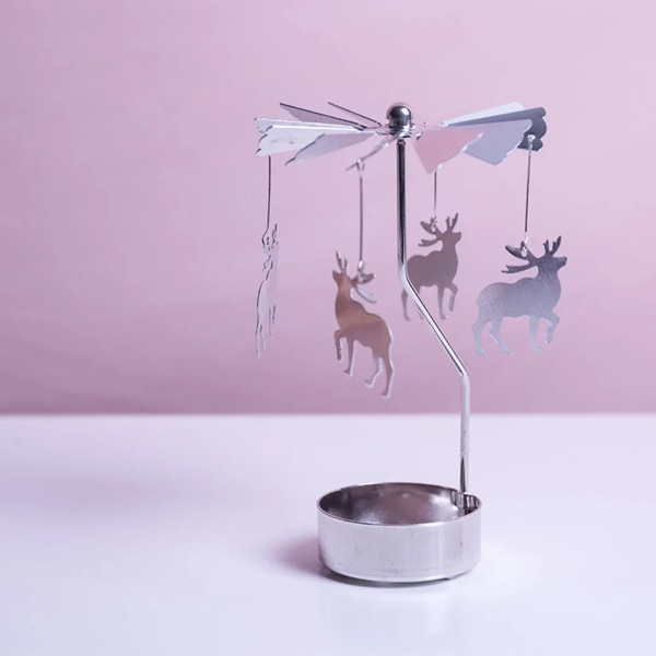 Metal Deer Party Candlestick Romantic Rotary Windmill Candle Holder Hanging Spinning Tealight Rotate Wedding Carousel Candelabra