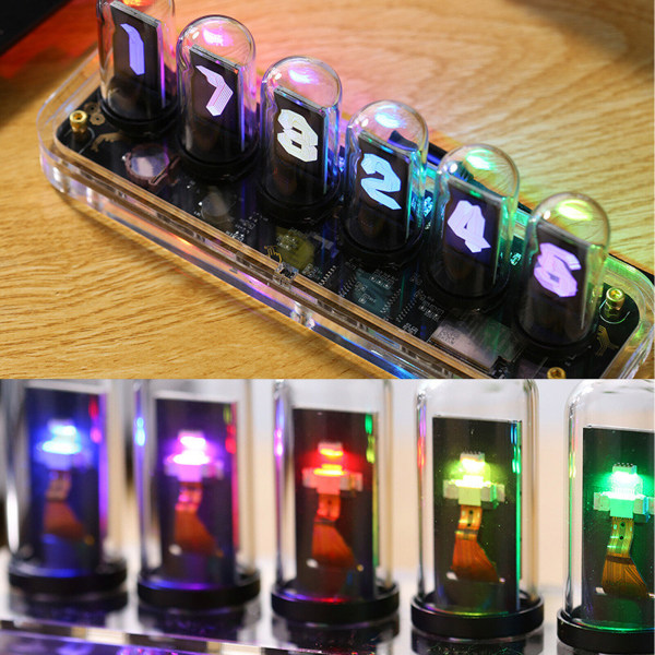 Tube IPS RGB Nixie Tube Clock Glow Customized Dial Styles Display Gifts US