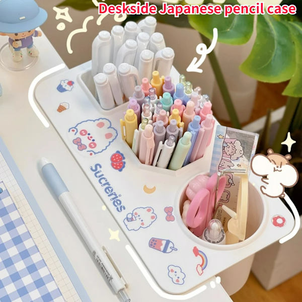 Ins Desk Pen Holder Organizer Free Punch Desktop Cute Storage Rack Desk Stationery Storage Box Tableside Japanese Pencil Box