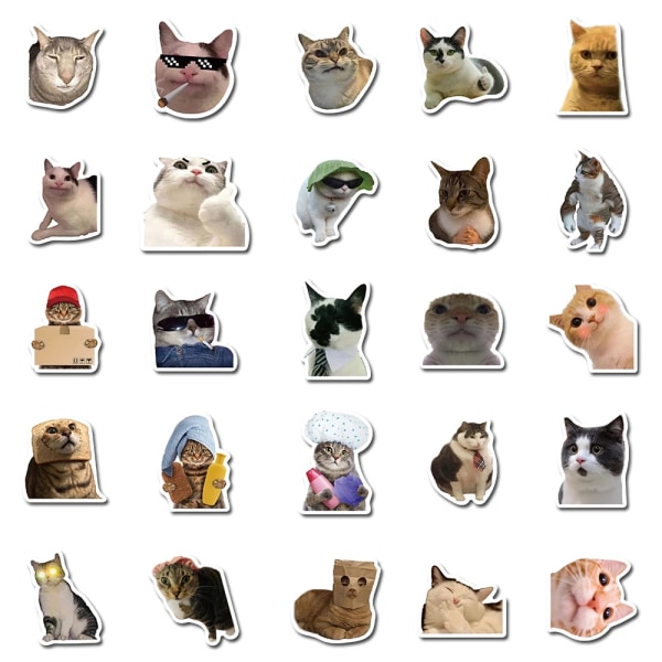 50PCS Cat MEME Funny Animals Stickers Vintage Toy Gift DIY Kids Notebook Luggage Motorcycle Laptop Refrigerator Decals Graffiti