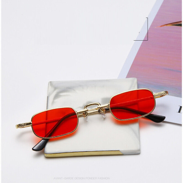 Mens Womens Small Rectangle Sunglasses Tinted UV400 Metal Fashion Glasses U
