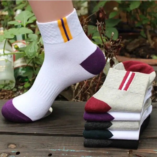10 Pairs Fall Winter Socks Solid Color Cotton Breathable Sports Basketball Socks