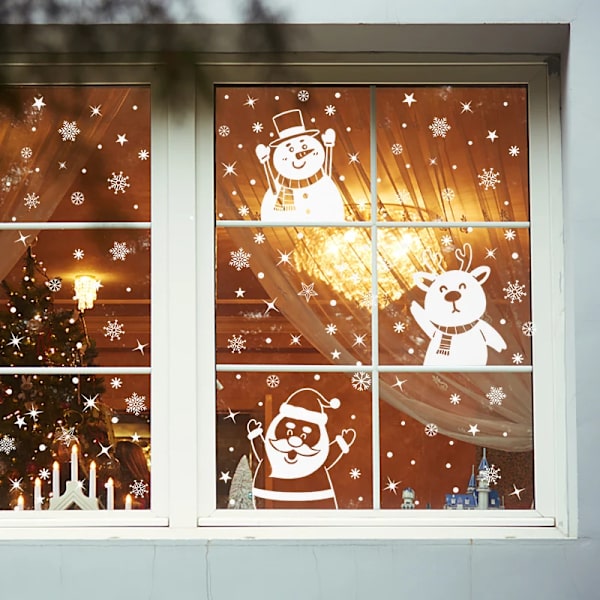 Christmas Wall Window Stickers Santa Snowman Elk Snowflake PVC Window Decals For Home Shopwindow Ornament Xmas Navidad New Year