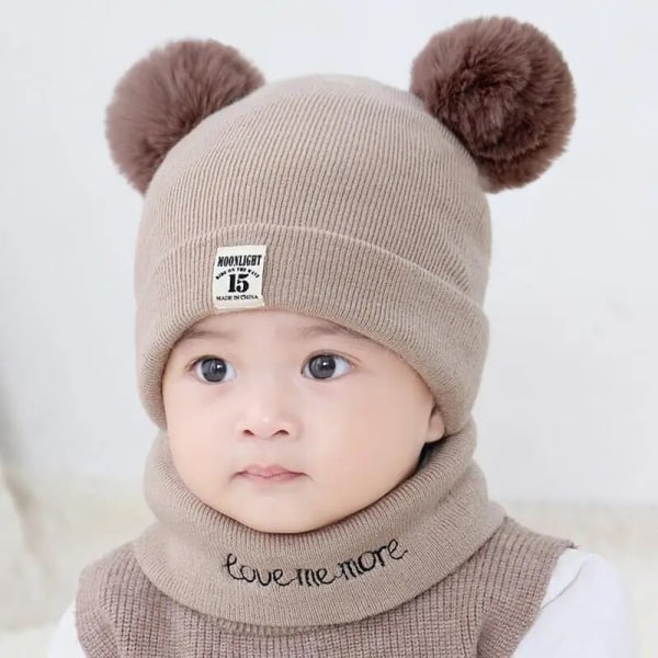 Warm Knit Baby Hat Scarf Set Autumn Winter Baby Bonnet Hats Kids Hats Boy Girl Caps Boy Girl Crochet Beanie Hat Baby Accessories