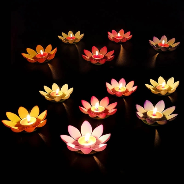 1pc Multicolor silk lotus lantern light  floating candles  pool decorations Wishing  birthday wedding party decoration