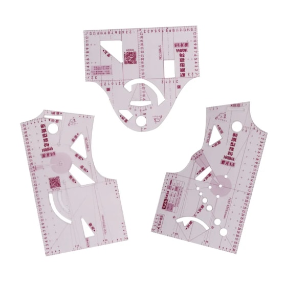 3pcs Mini Plastic Clothing Designs Ruler Tailor Ruler Measure For Sewing Dressmaking Pattern Design DIY Sewing Tools