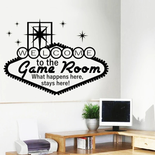 Welcome To The Game Room Decor Casino Wall Art Decals Gambling Vinyl Sticker Modern Home Gamble Poster Mural Wall Art Decoration