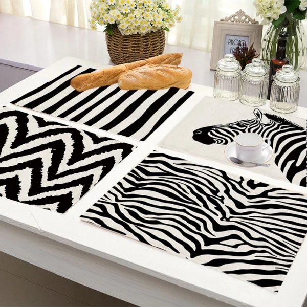 Animal Snake Pattern Drink Coasters Table Mats for Dining Table Placemat Geometric Zebra Cotton Linen Kitchen Placemat Home Deco