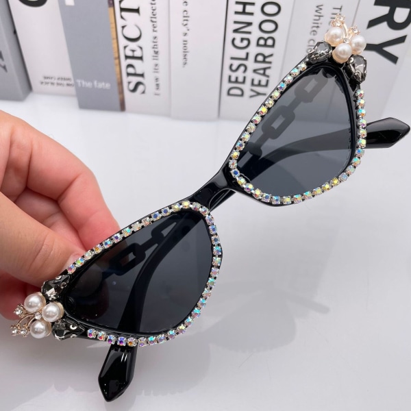 Women Sunglasses UV400 Bling Colorful Rhinestone Cat Eye Personalized  Party AT