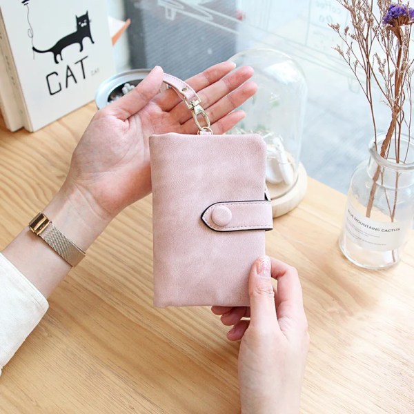 Women Fashion Matte Short Wallet PU Leather Zipper Hasp Frosted Ladies Purses Money Coin ID Card Holder Girls Cute Clutch