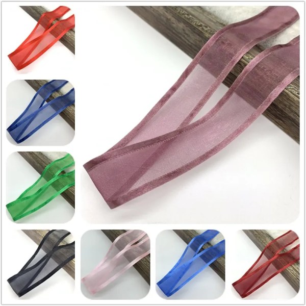 5yards/Lot 25mm Satin Edge Ribbon Organza Ribbon For Bow Wedding Christmas Decoration Handmade DIY Wrapping Crafts