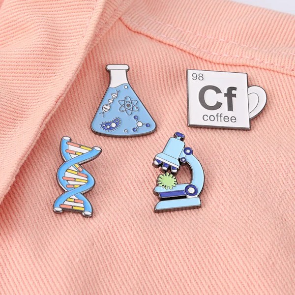 Microscope Chemical Molecular Brooch DNA Biological Experimental Tool Metal Pins Backpack Hat Badge Accessories Scientist Gift