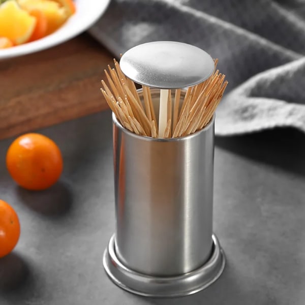 Automatic Stainless Steel Toothpick Holders Hotel Restaurant Cotton Swab Box Storage Containers Barrels Kitchen Bar Table Decor