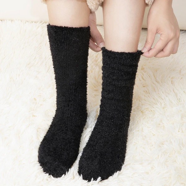 3 Pairs Unisex High Quality Semi-Fleece Casual Shopping Mid-Calf Socks Winter Indoor Soft And Comfortable Warm Home Indoor Socks