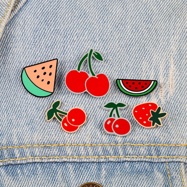 12 Style Fruit Vintage Brooch Watermelon Strawberry Enamel Pin Badge Cherry Brooches For Women Jewelry Men Accessories Pins Gift