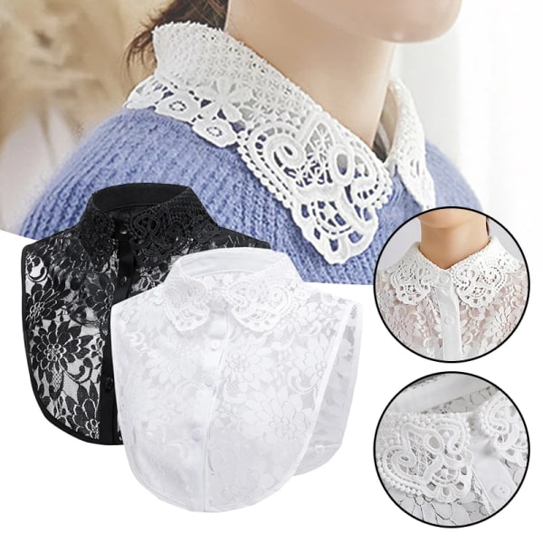 Stylish Detachable Half Shirt Half Blouse with Floral Lace Fake Collar Elegant for Women H9