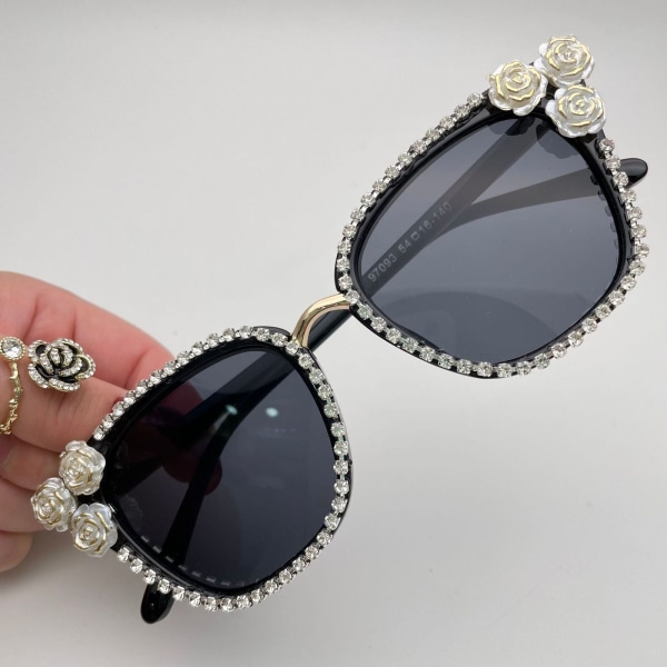 Womens Sunglasses UV400 Bling Colorful Rhinestone Square Personalized Party D