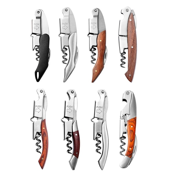 New Screw Opener Cutter Bar Table Key Bottle Opener Wine Beer Cap Remover Kitchen Gadgets Wood Handle Corkscrew Hot Professional