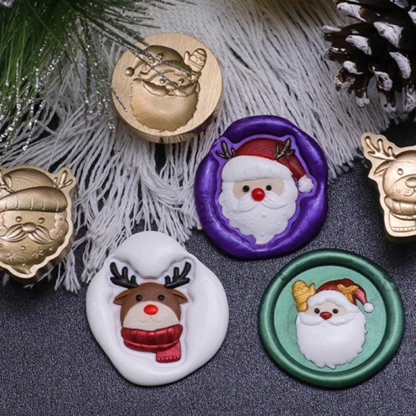 Christmas 3D Layered Stereo Wax Seal Stamps Retro  Brass Sealing Lacquer Head Tools DIY Party Invitation Envelope Gift Craft
