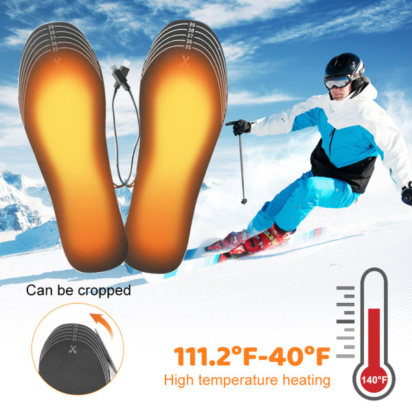 Electric Heated Shoe Insoles Sock Foot Pads Ski Winter Warmer USB Rechargeable