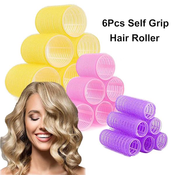 Heatless Hair Curlers Set 6Pcs Self Grip Holding Rollers for Long Hairs Bangs Volume Overnight No Heat Curling Hairstyling Tools