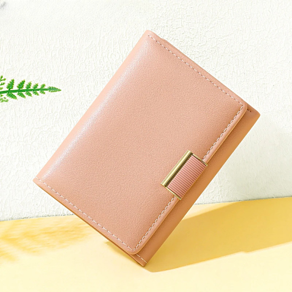 New Simple PU Women's Short Three Fold Wallet Portable Europe and The United States Folding Mini Purse