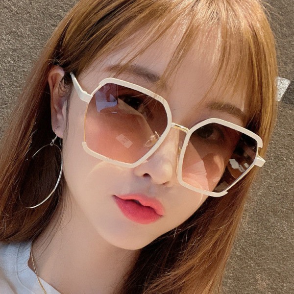 Half-Frame Sunglasses Summer Oversize Metal Square Eyewear UV 400 Sun Glasses