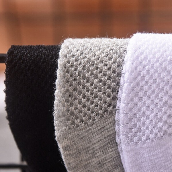 5 Pairs Men's Thin Solid Color Mesh Breathable Sports Casual Medium Socks
