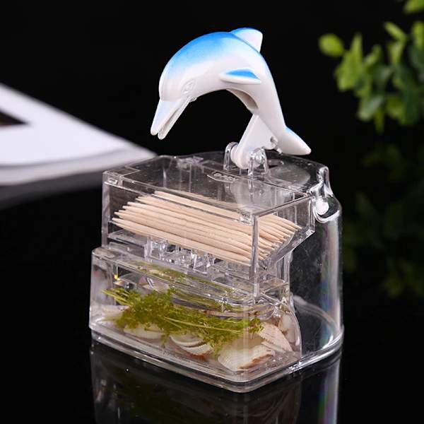 Cute cartoon dolphin toothpick box Transparent Mediterranean style toothpick holder