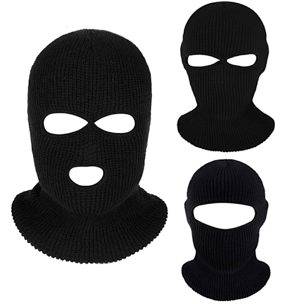 1/2/3 Hole Winter Balaclava Hat Knitted Full Face Cover Neck Warm Knit Beanie for Outdoor Sports Unisex Ski Mask Bonnet