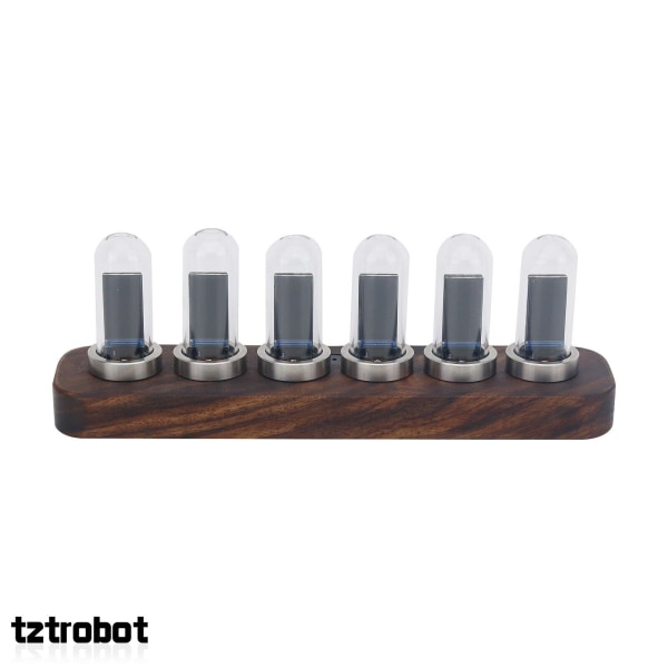 IPS RGB LED Music Spectrum Pseudo Glow Tube Rhythm Light Alarm Clock Walnut Base