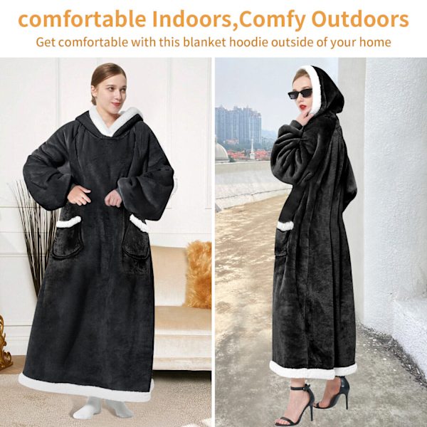 Fleece Wearable TV Blanket with Sleeves Front Pocket Robe Warn Soft Blanket Gift