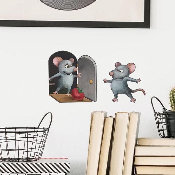 Cute Little Mouse Wall Sticker For Kids Living Room Home Decoration Mural Bedroom Wallpaper Removable Cartoon Funny Rats Decals
