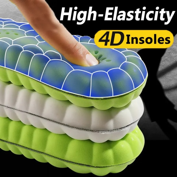 4D Latex Sport Insoles Super Soft High Elasticity Shoe Pads Anti-pain Deodorant Cushion Arch Support Running Insoles Foot Insole