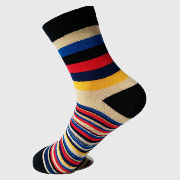 5 Pairs Mens Cotton Socks Colorful Stripe Fashion Casual Sox For Wedding Gifts