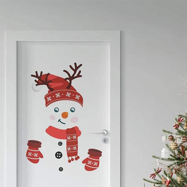 Door Cute Window Stickers Cartoon Snowman Christmas Refrigerator Funny Stickers Cute Kitchen Holiday Home Decoration